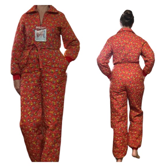 Vintage Snug Suit Snug Sack By Heritage Quilts 70s Hippie PJ Rare Dead Stock Red - Picture 15 of 16
